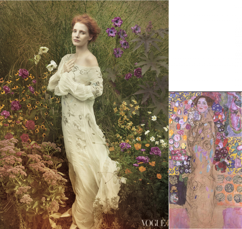 Jessica Chastain-Vogue-Ria Munk-Gustav Klimt