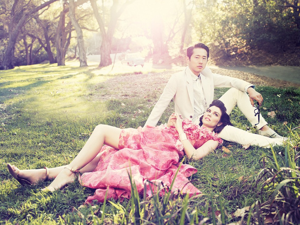 Steven Yeun & Lauren Cohan-The Walking Dead-Los Angeles Magazine2