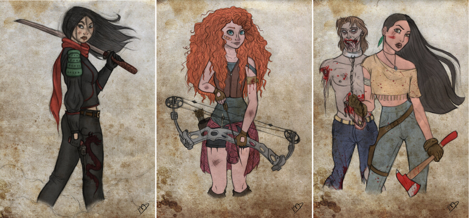 The Walking Dead-Disney-Kasami Sensei-Mulan-Rebelle-Merida-Pocahontas