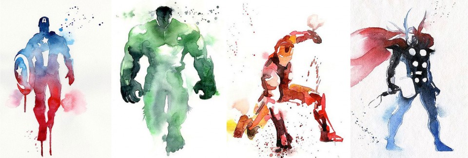 Blule-Captain America-Hulk-Iron Man-Thor